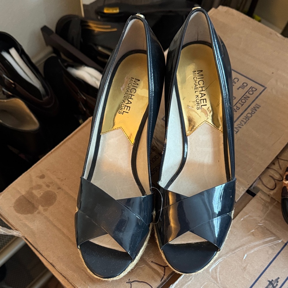 Michael Kors Black Peep-Toe Heels